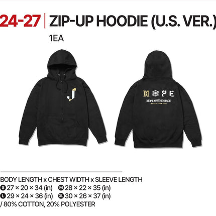 BTS J-HOPE - HOPE ON THE STAGE TOUR OFFICIAL MD ZIP-UP HOODIE (U.S. VER) - COKODIVE