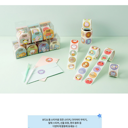 BT21 MININI HAPPY FLOWER ROLL GIFT PACKAGE STICKER - COKODIVE