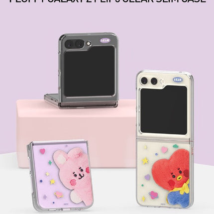 BT21 FLUFFY GALAXY Z FLIP5 CLEAR SLIM CASE - COKODIVE