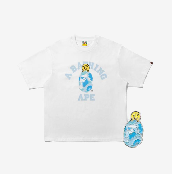 STRAY KIDS - BAPE X STRAY KIDS BBOKARI COLLEGE TEE M (FELIX) + METAL PINS (SAX) SET - COKODIVE