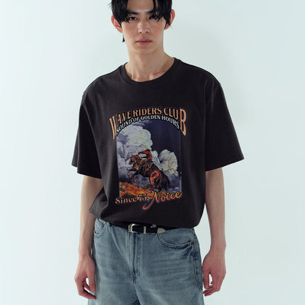 [ATEEZ YUNHO PICK] WESTERN RIDER GRAPHIC T-SHIRT CHARCOAL - COKODIVE
