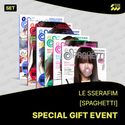 LE SSERAFIM - SPAGHETTI 1ST SINGLE ALBUM SOUNDWAVE LUCKY DRAW EVENT COMPACT VER SET - COKODIVE