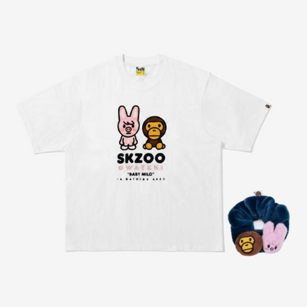 STRAY KIDS - BAPE X STRAY KIDS DWAEKKI BABY MILO TEE M (CHANGBIN) + SCRUNCHIES (BLUE) SET - COKODIVE