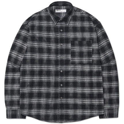 [BTS SUGA LIMA CONCERT LOOK] NOMANUAL FLANNEL CHECK SHIRT BLACK - COKODIVE