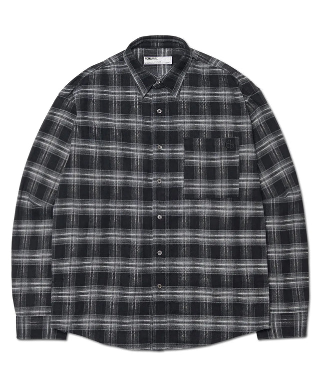 [BTS SUGA LIMA CONCERT LOOK] NOMANUAL FLANNEL CHECK SHIRT BLACK - COKODIVE