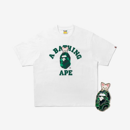 STRAY KIDS - BAPE X STRAY KIDS FOXL.NY COLLEGE TEE M (I.N) + METAL PINS (GREEN) SET - COKODIVE