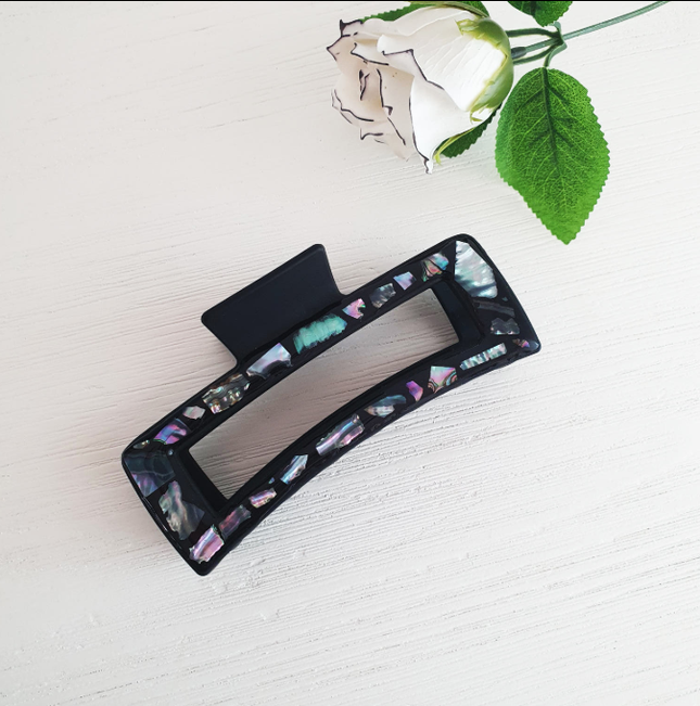 MOTHER OF PEARL HAIR CLIP SQUARE (L SIZE) - COKODIVE