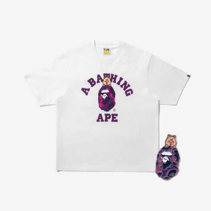 STRAY KIDS - BAPE X STRAY KIDS HAN QUOKKA COLLEGE TEE M (HAN) + METAL PINS (PURPLE) SET - COKODIVE