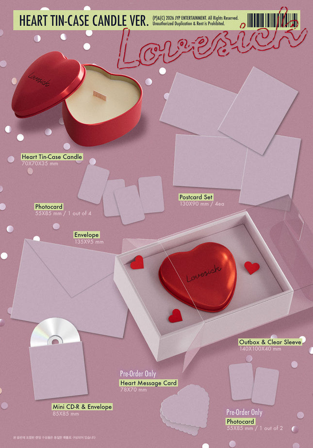 ITZY CHAERYEONG - LOVESICK 1ST MINI ALBUM FANS GIFT HEART TIN-CASE CANDLE VER - COKODIVE