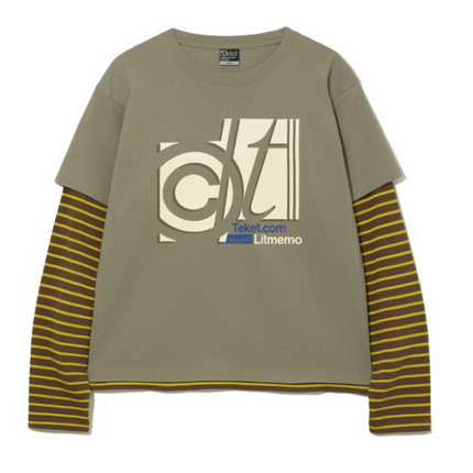 [BTS JIN PICK] STRESS FIX LAYERED L/S TEE KHAKI BEIGE - COKODIVE