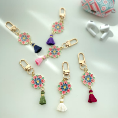 LOTUS PATTERN MINI TASSEL KEYRING - COKODIVE