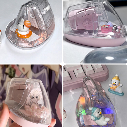 DIY CUSTOMIZABLE CRYSTAL CLEAR WIRELESS VERTICAL MOUSE - COKODIVE