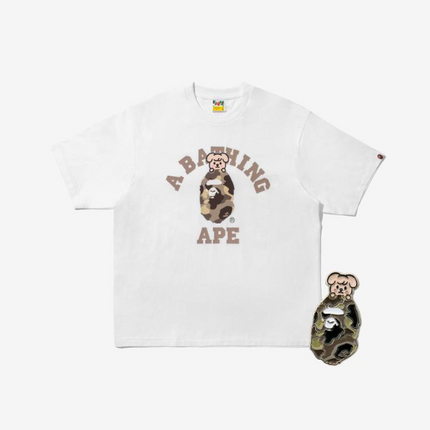 STRAY KIDS - BAPE X STRAY KIDS PUPPYM COLLEGE TEE M (SEUNMIN) + METAL PINS (BEIGE) SET - COKODIVE