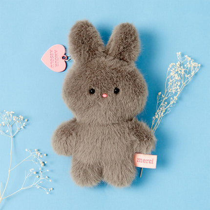 RABBIT HEART CHARM MINI KEYRING CHARCOAL - COKODIVE