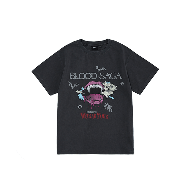 ENHYPEN - BLOOD SAGA WORLD TOUR OFFICIAL MD S/S T-SHIRT (CHARCOAL) - COKODIVE