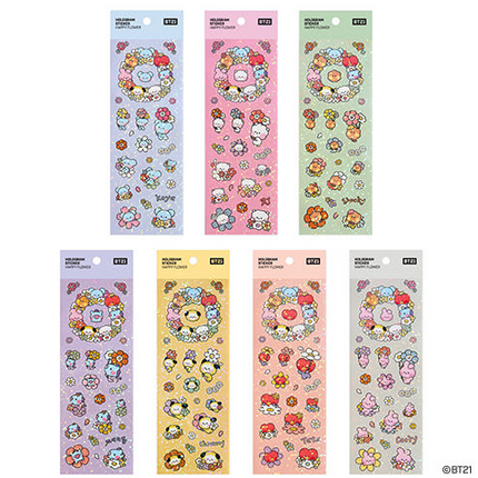 BT21 - MININI HOLOGRAM STICKER HAPPY FLOWER - COKODIVE