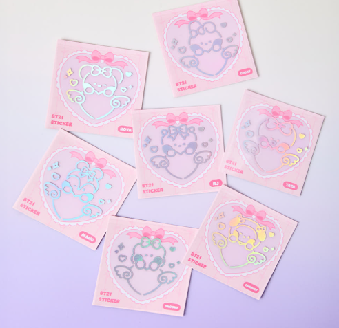 BT21 - RIBBONED U MININI HOLOGRAM MEDIUM STICKER (2EA) - COKODIVE