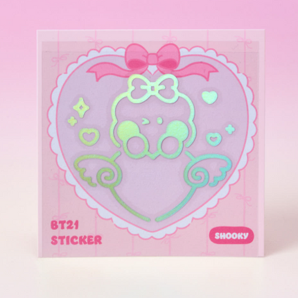 BT21 - RIBBONED U MININI HOLOGRAM MEDIUM STICKER (2EA) - COKODIVE