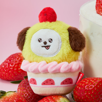BT21 - STRAWBERRY PARTY CUSTARD STRAWBERRY TART PLUSH KEYRING - COKODIVE