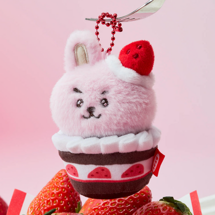 BT21 - STRAWBERRY PARTY CUSTARD STRAWBERRY TART PLUSH KEYRING - COKODIVE