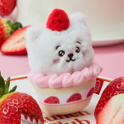 BT21 - STRAWBERRY PARTY CUSTARD STRAWBERRY TART PLUSH KEYRING - COKODIVE
