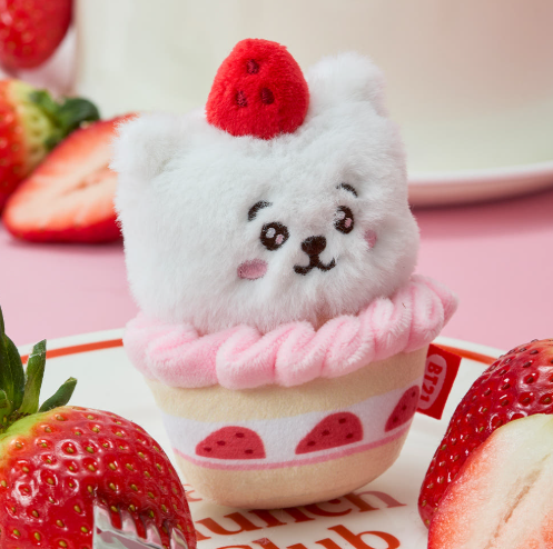 BT21 - STRAWBERRY PARTY CUSTARD STRAWBERRY TART PLUSH KEYRING - COKODIVE