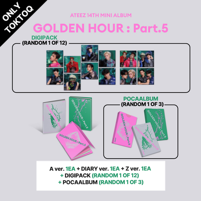 ATEEZ - GOLDEN HOUR : PART.5 14TH MINI ALBUM TOKTOQ GIFT TOKTOQ SET - COKODIVE