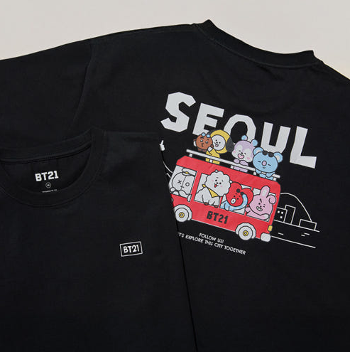 BT21 - SEOUL EDITION SHORT SLEEVE T-SHIRT BLACK - COKODIVE