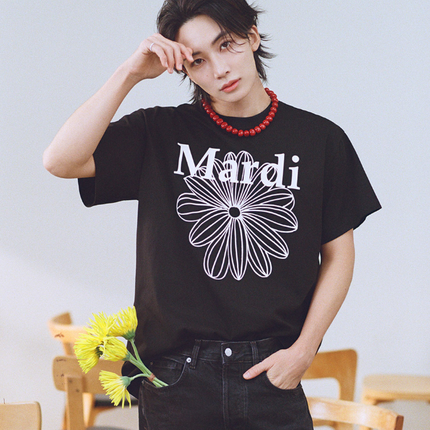 [WITH SVT JEONGHAN] TSHIRT LA FLEUR (BLACK IVORY) - COKODIVE
