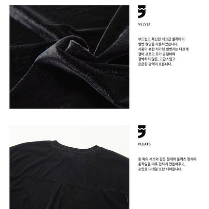 GVG FASHION BTS JUNGKOOK PICK - A NOTHING DROP-SHOULDER VELVET TEE BLACK