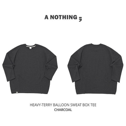 GVG FASHION BTS JUNGKOOK PICK - A NOTHING HEAVY TERRY BALLOON SWEAT BOX TEE CHARCOAL