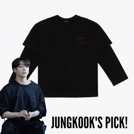 GVG FASHION BTS JUNGKOOK PICK - DPRIQUE 06 LAYERED T-SHIRT BLACK