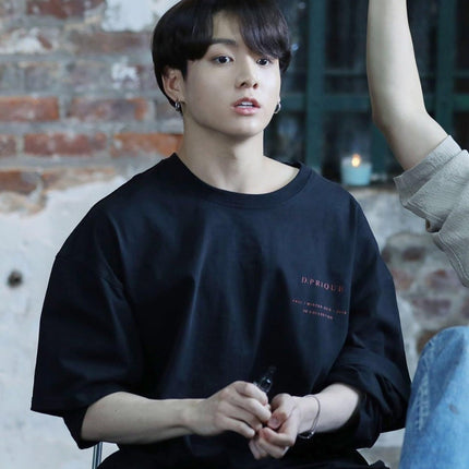 GVG FASHION BTS JUNGKOOK PICK - DPRIQUE 06 LAYERED T-SHIRT BLACK