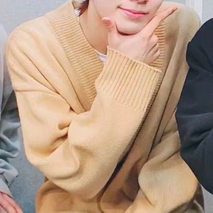 SEVENTEEN JEONGHAN PICK - BLOND9 THREE LINE KNIT CARDIGAN BEIGE - COKODIVE