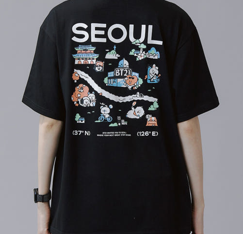 BT21 - SEOUL EDITIION SHORTSLEEVE T-SHIRT VER1 BLACK - COKODIVE